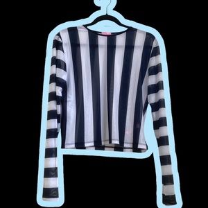 Sugar Thrillz Long Sleeve Mesh Striped Top 💕